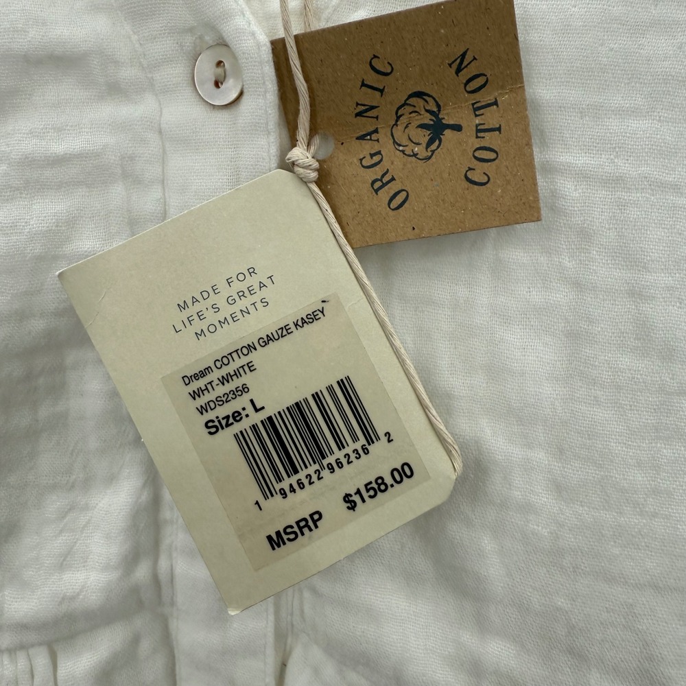 Faherty Womens Dune Cotton Gauze Kasey Dress White L Organic Cotton New - Picture 7 of 10